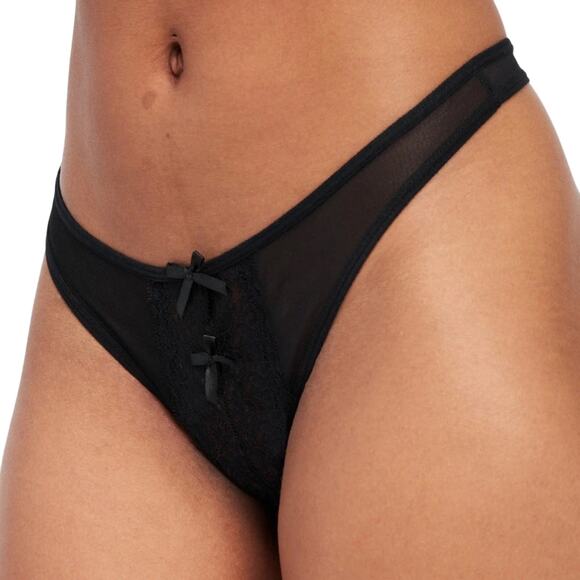Frederick's of Hollywood Kandy Lee Black Mesh Open Crotch Thong Size 1X NWT - Picture 1 of 8